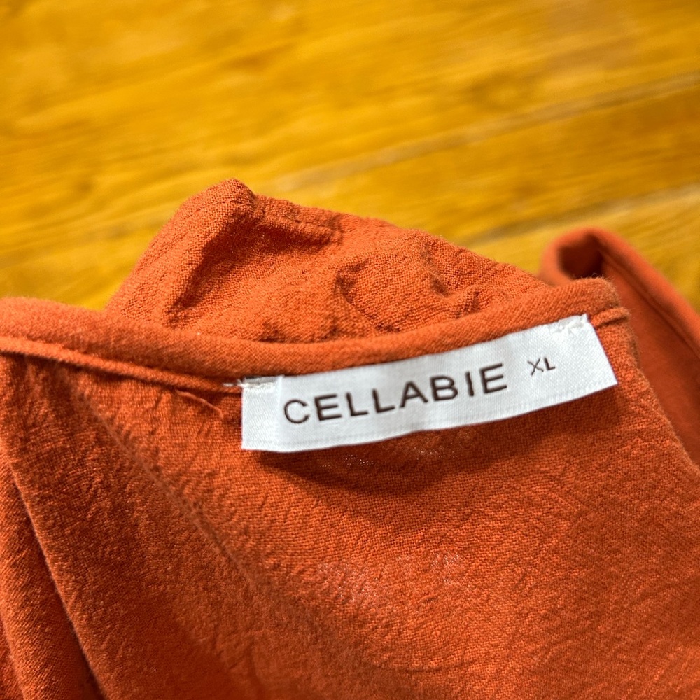 Cellabie Rust Color Button Front Blouse, Ruffle C… - image 2